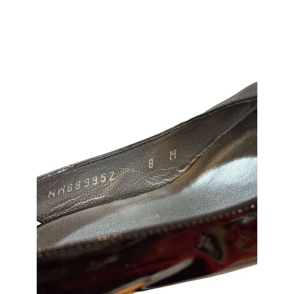 Stuart Weitzman Black Patent Leather Peep Toe Slingback Wedge Sandals Size 8M - Picture 4 of 9